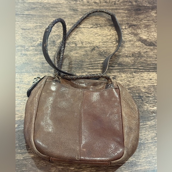 Woolrich Brown Leather Shoulder Bag with Distressed Texture - Picture 1 of 8